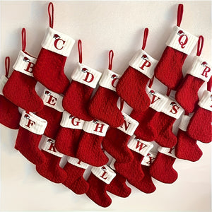 Alphabet Stocking, Knit Christmas Stocking with Personalized Initials - Perfect for Christmas Party Decorations