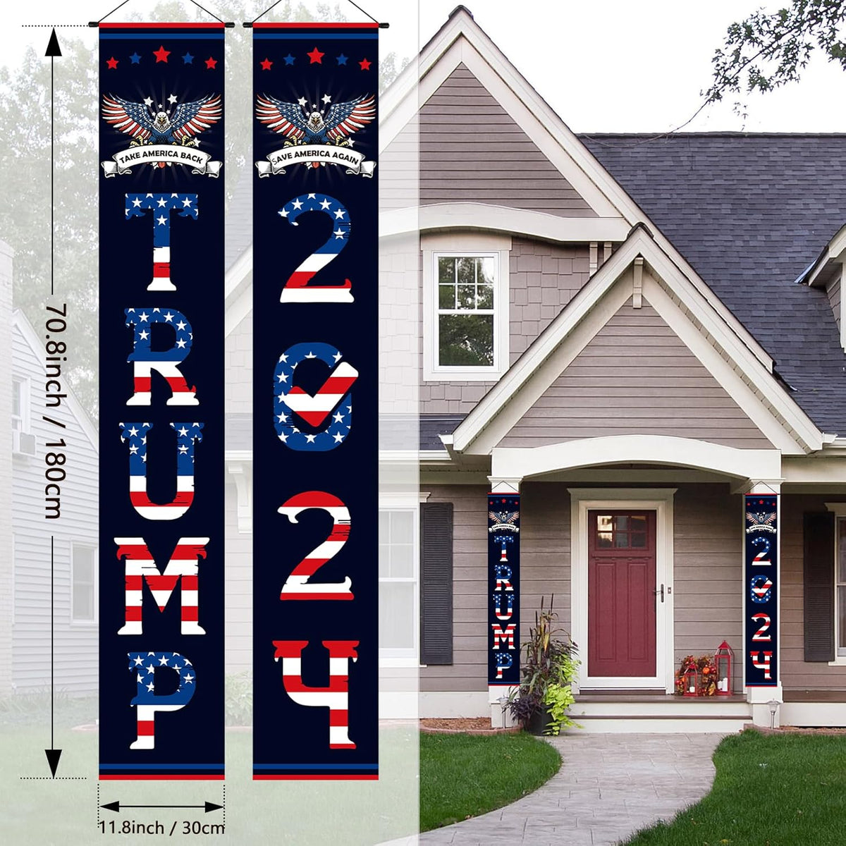 Trump Voted 2024 Take America Back and Save America Again Porch Signs, Banners Outdoor, Gift For Trump Fans