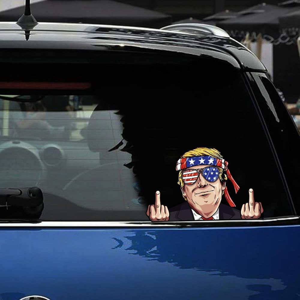Trump Middle Finger Car Sticker, Gift For Trump Fans, Election 2024