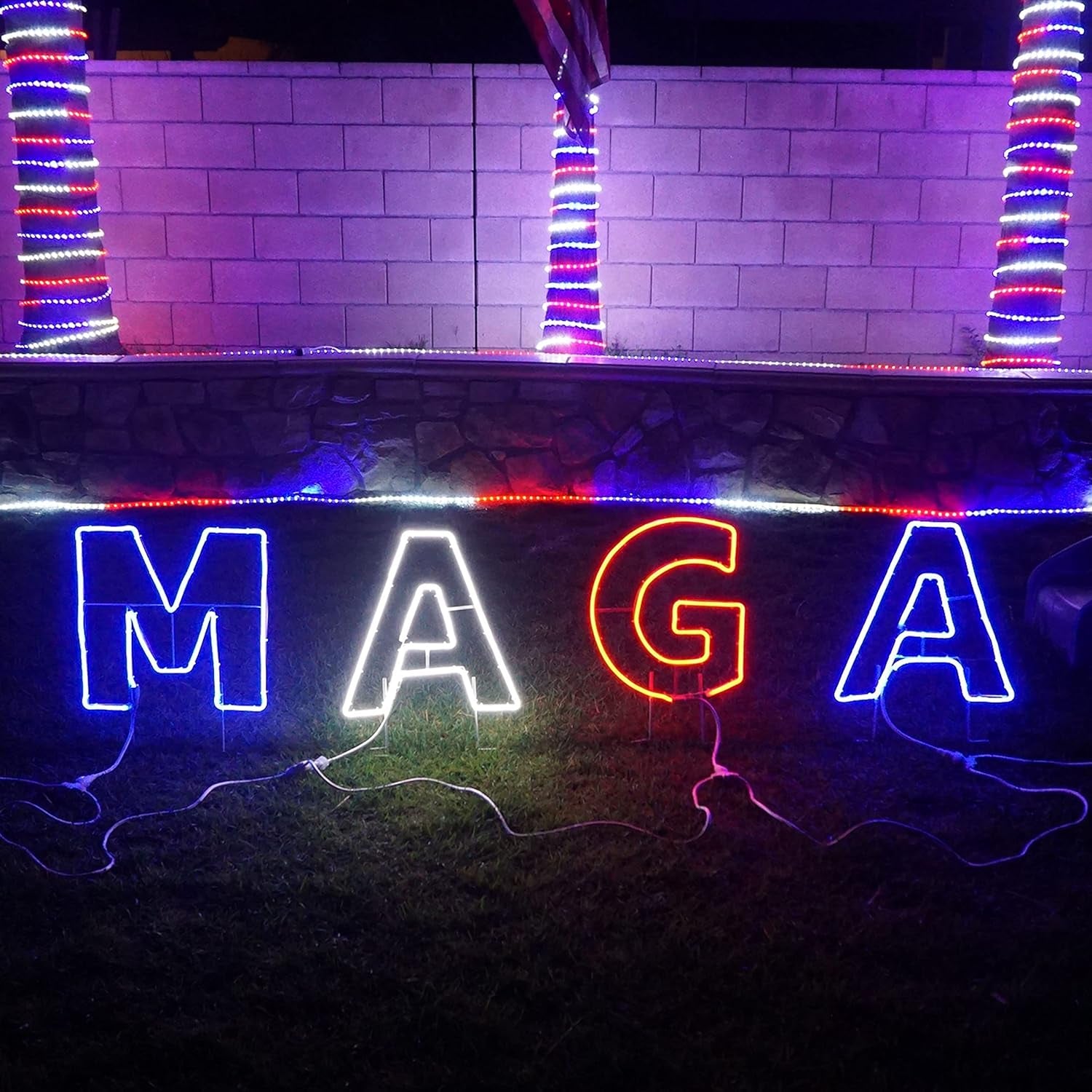 MAGA Letter Yard Sign, Make America Great Again Signage Lights, Election 2024