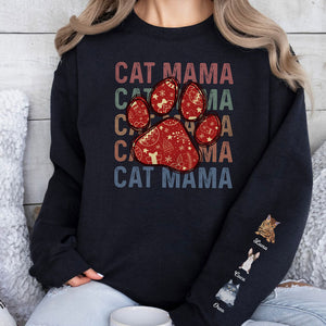 Dog Mama Cat Mama Fur Mama, Personalized Sweatshirt Custom Name On Sleeve, Christmas Gift For Pet Lovers