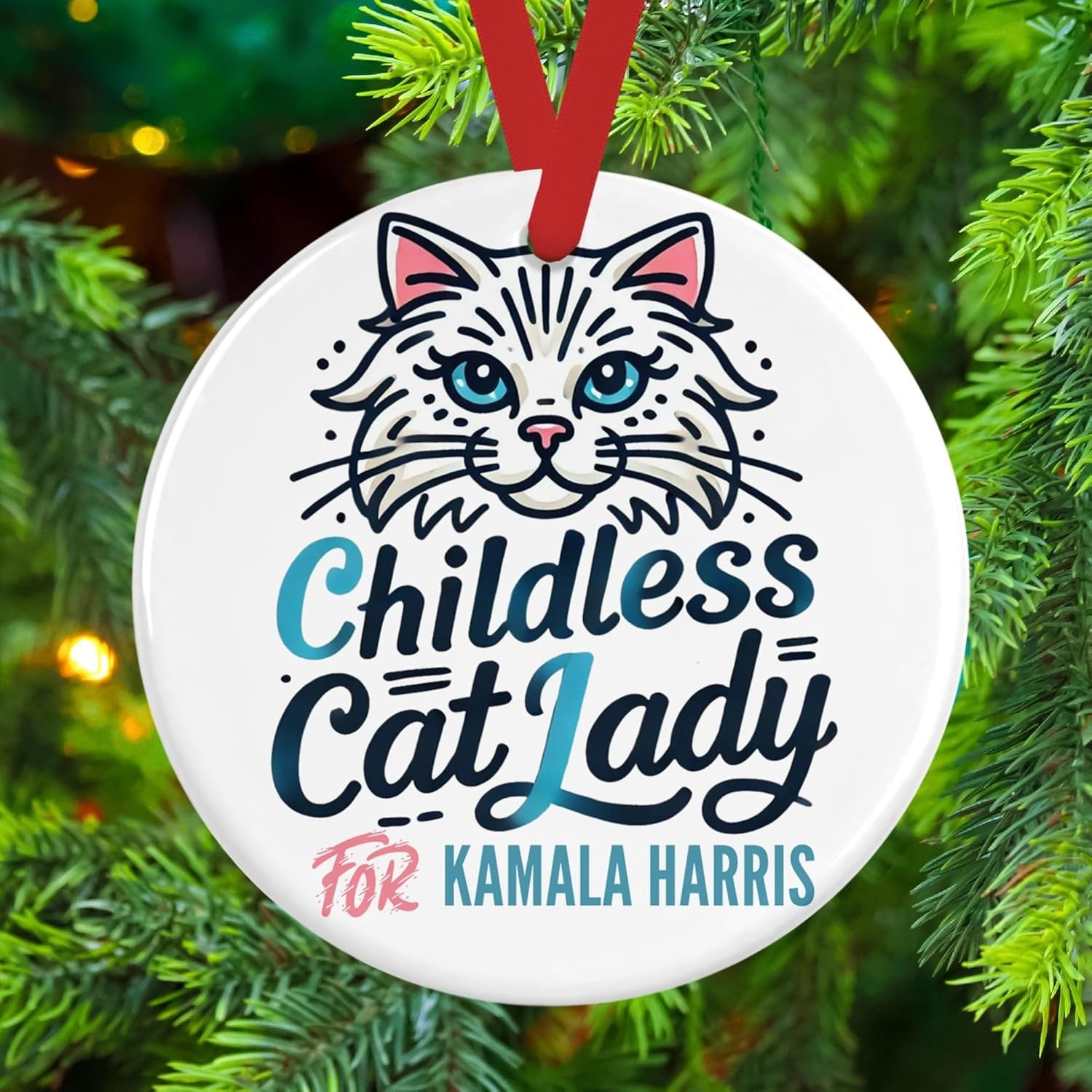 Kamala Harris 2024 Ornament, Childless Cat Lady for Kamala Harris Ornament, Personalized Ornaments, Kamala Ornaments, Election 2024