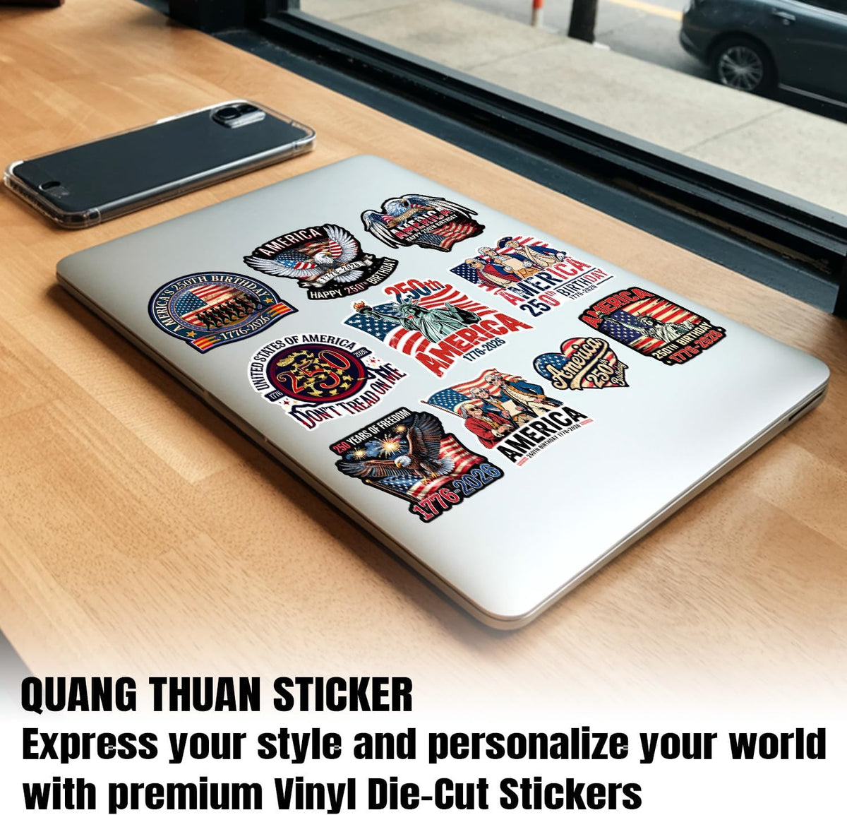 (20Pcs-3In) America 250Th Birthday Sticker USA 250 Years of Freedom Anniversary 1776 2026 Statue of Liberty Eagle Independence Day Waterproof Vinyl Sticker for Water Bottle Car Laptop