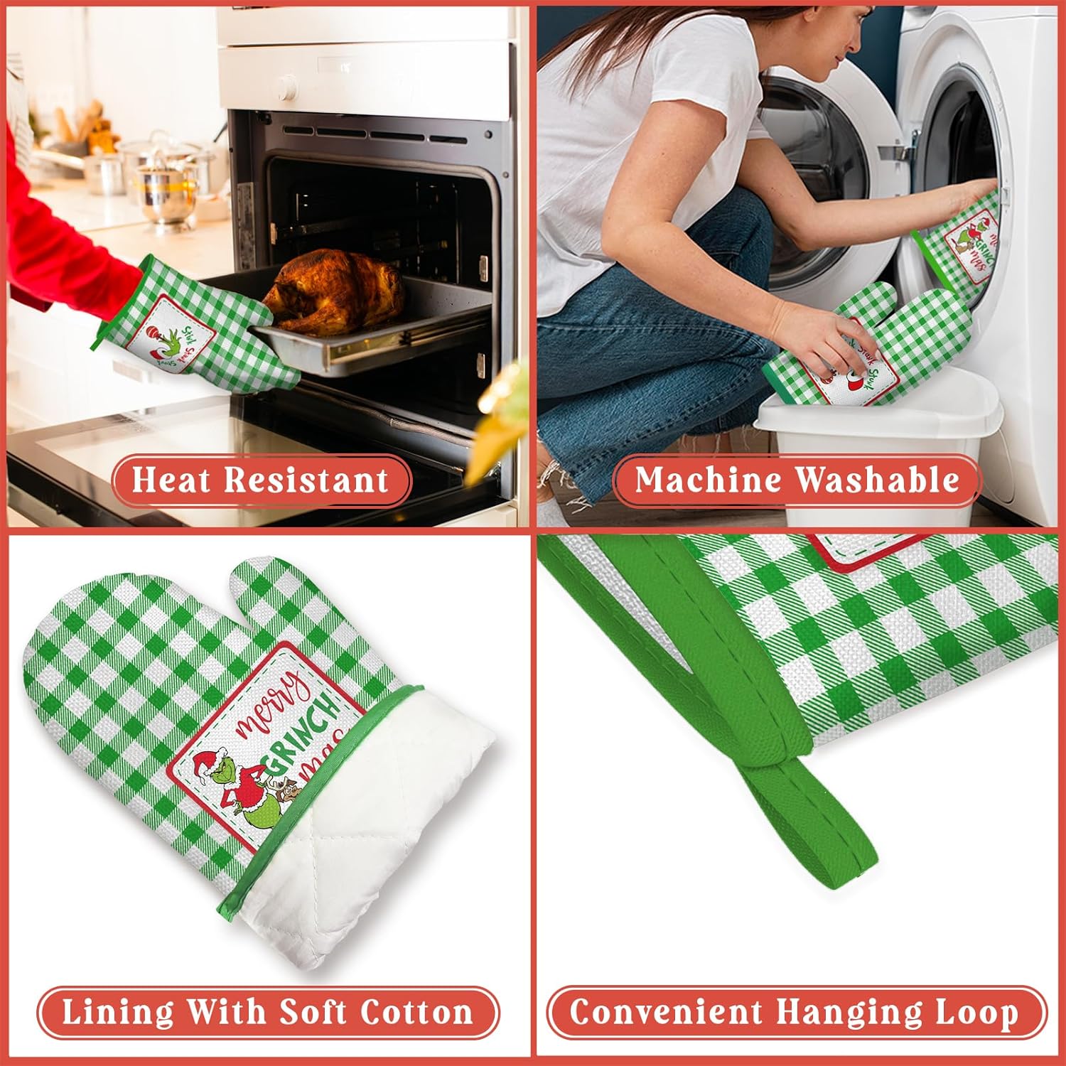 Grinchs Christmas Oven Mitts, Funny Christmas Gifts