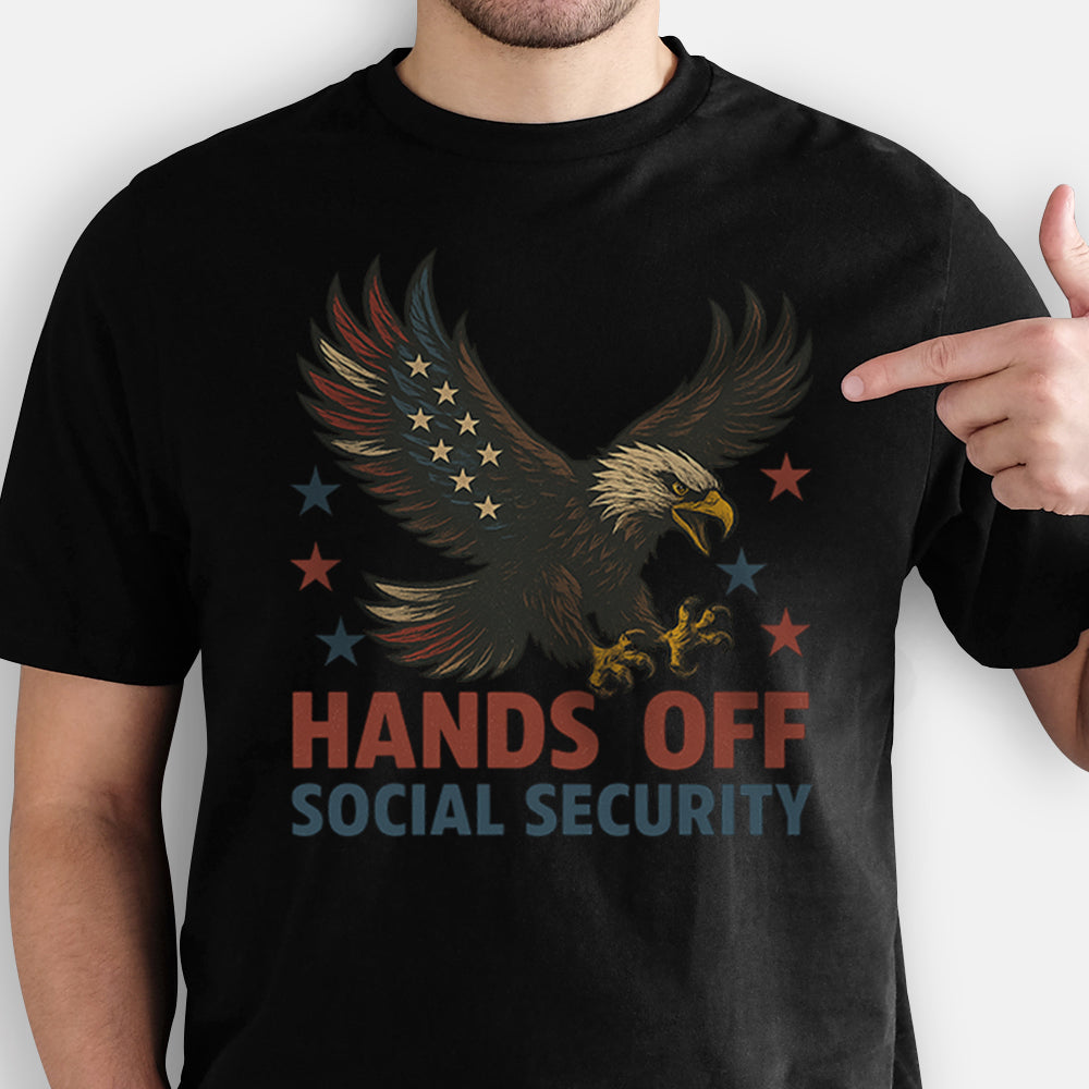 'Hands Off Social Security Eagle Vintage Version' Protest T Shirt, Political Shirt, Medicare Medicaid Rights Shirt