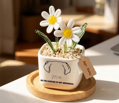 Personalized Dog Loss Gifts, "In Garden Of Memories" Planter, Pet Memorial, Custom Design & Birth Month Flower