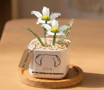 Personalized Dog Loss Gifts, "In Garden Of Memories" Planter, Pet Memorial, Custom Design & Birth Month Flower