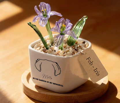 Personalized Dog Loss Gifts, "In Garden Of Memories" Planter, Pet Memorial, Custom Design & Birth Month Flower