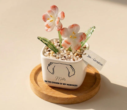 Personalized Dog Loss Gifts, "In Garden Of Memories" Planter, Pet Memorial, Custom Design & Birth Month Flower