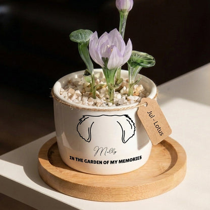 Personalized Dog Loss Gifts, "In Garden Of Memories" Planter, Pet Memorial, Custom Design & Birth Month Flower