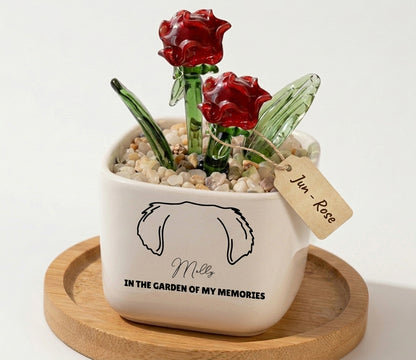 Personalized Dog Loss Gifts, "In Garden Of Memories" Planter, Pet Memorial, Custom Design & Birth Month Flower
