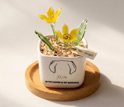 Personalized Dog Loss Gifts, "In Garden Of Memories" Planter, Pet Memorial, Custom Design & Birth Month Flower