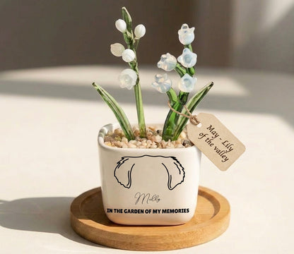 Personalized Dog Loss Gifts, "In Garden Of Memories" Planter, Pet Memorial, Custom Design & Birth Month Flower