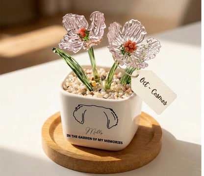 Personalized Dog Loss Gifts, "In Garden Of Memories" Planter, Pet Memorial, Custom Design & Birth Month Flower