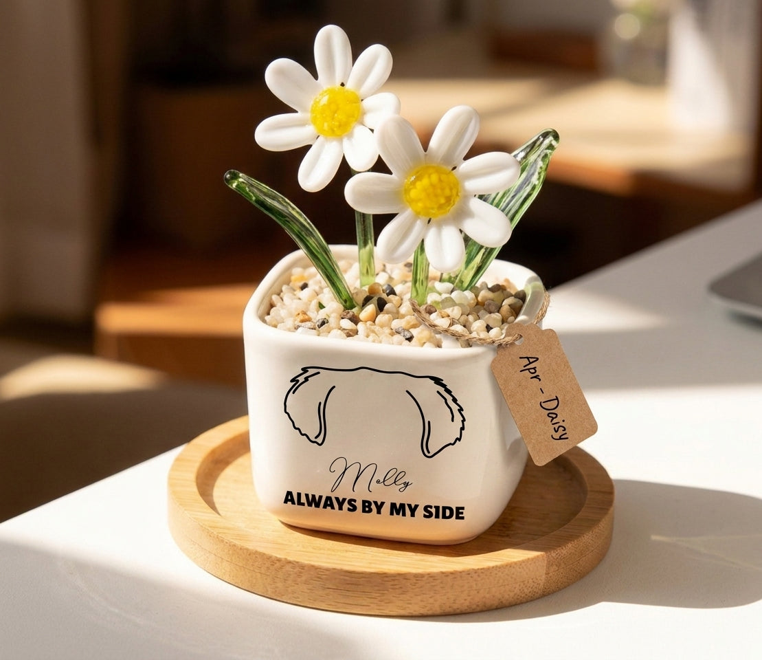 Personalized Dog Loss Sympathy, "Always By My Side" Pot Planter By Month, Gift For Dog Lovers