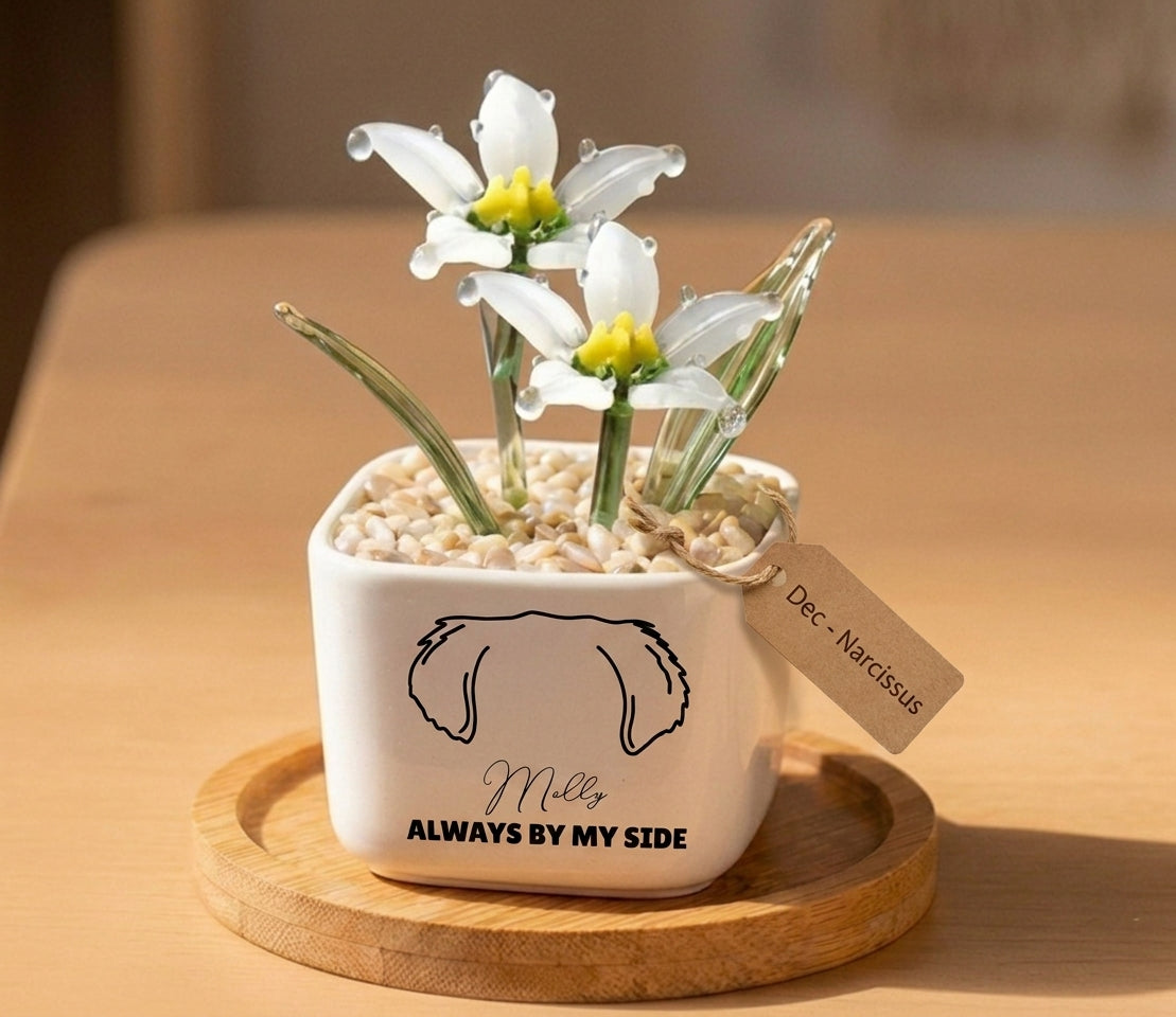 Personalized Dog Loss Sympathy, "Always By My Side" Pot Planter By Month, Gift For Dog Lovers