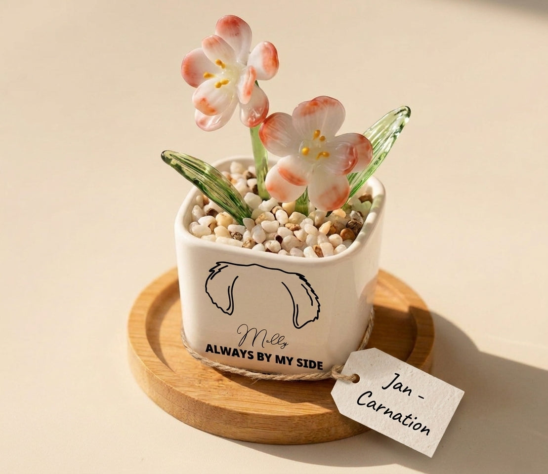 Personalized Dog Loss Sympathy, "Always By My Side" Pot Planter By Month, Gift For Dog Lovers