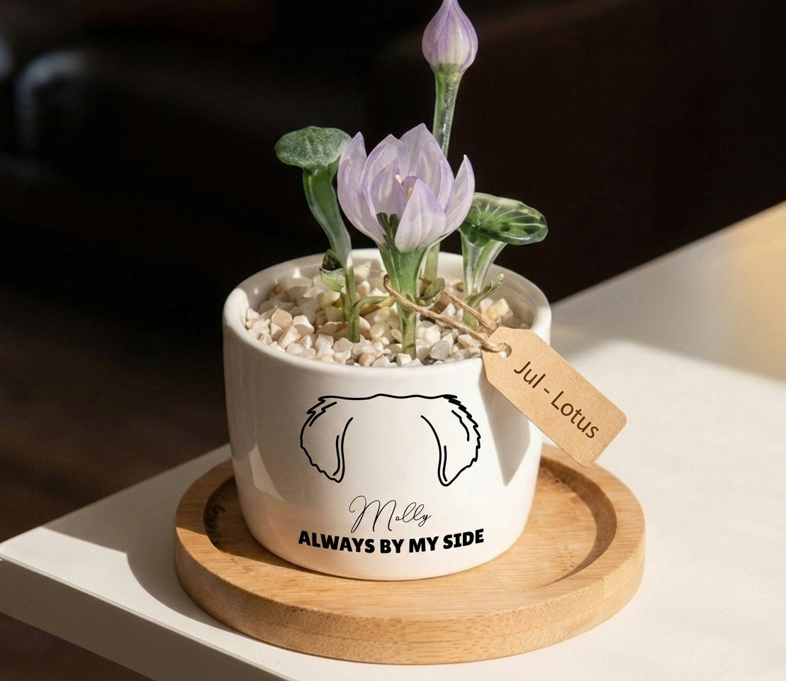 Personalized Dog Loss Sympathy, "Always By My Side" Pot Planter By Month, Gift For Dog Lovers