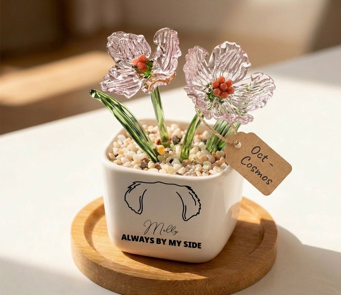 Personalized Dog Loss Sympathy, "Always By My Side" Pot Planter By Month, Gift For Dog Lovers