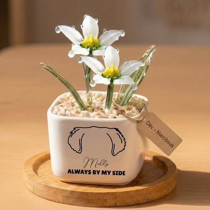 Personalized Dog Loss Sympathy, "Always By My Side" Pot Planter By Month, Gift For Dog Lovers