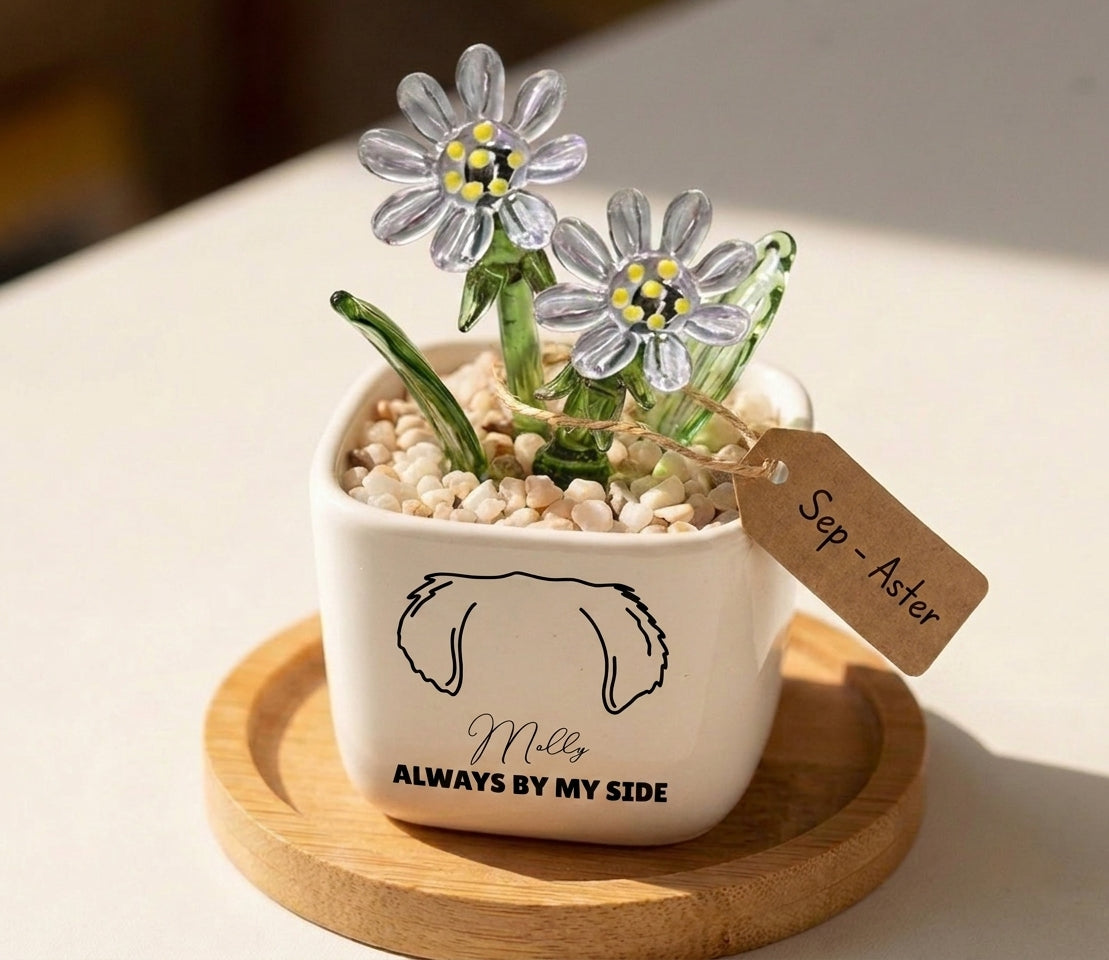 Personalized Dog Loss Sympathy, "Always By My Side" Pot Planter By Month, Gift For Dog Lovers