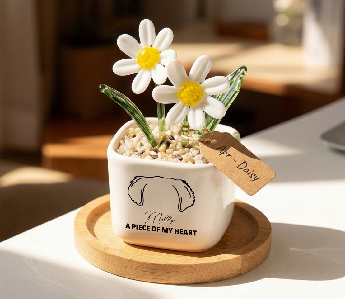 Personalized Dog Loss Sympathy, "A Piece Of My Heart" Pot Planter By Month, Gift For Dog Lovers
