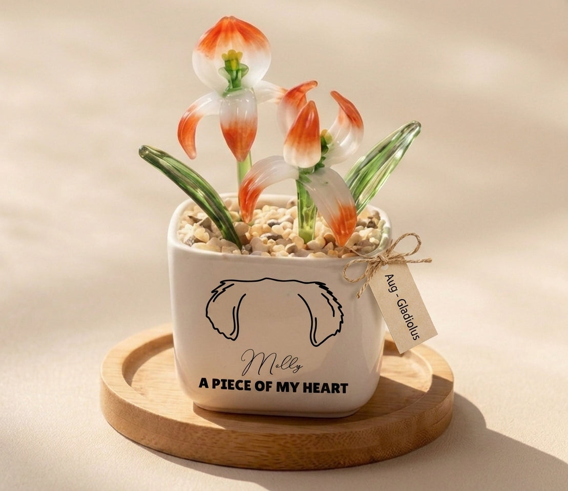 Personalized Dog Loss Sympathy, "A Piece Of My Heart" Pot Planter By Month, Gift For Dog Lovers