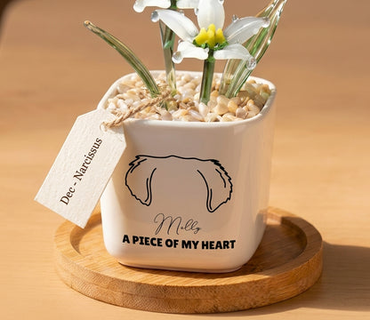 Personalized Dog Loss Sympathy, "A Piece Of My Heart" Pot Planter By Month, Gift For Dog Lovers