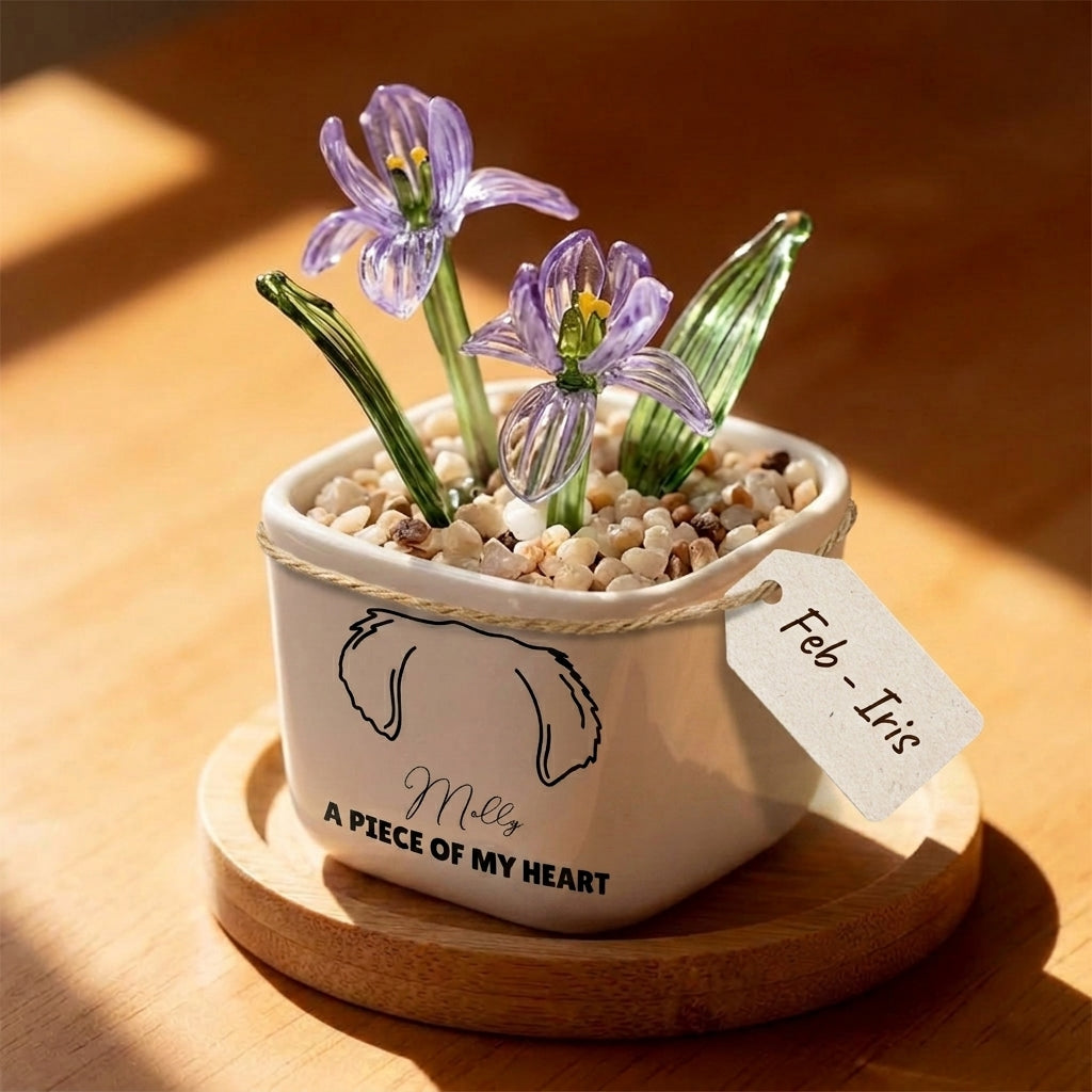 Personalized Dog Loss Sympathy, "A Piece Of My Heart" Pot Planter By Month, Gift For Dog Lovers