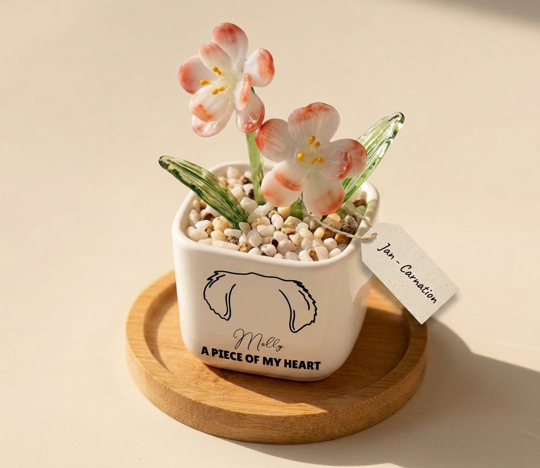 Personalized Dog Loss Sympathy, "A Piece Of My Heart" Pot Planter By Month, Gift For Dog Lovers