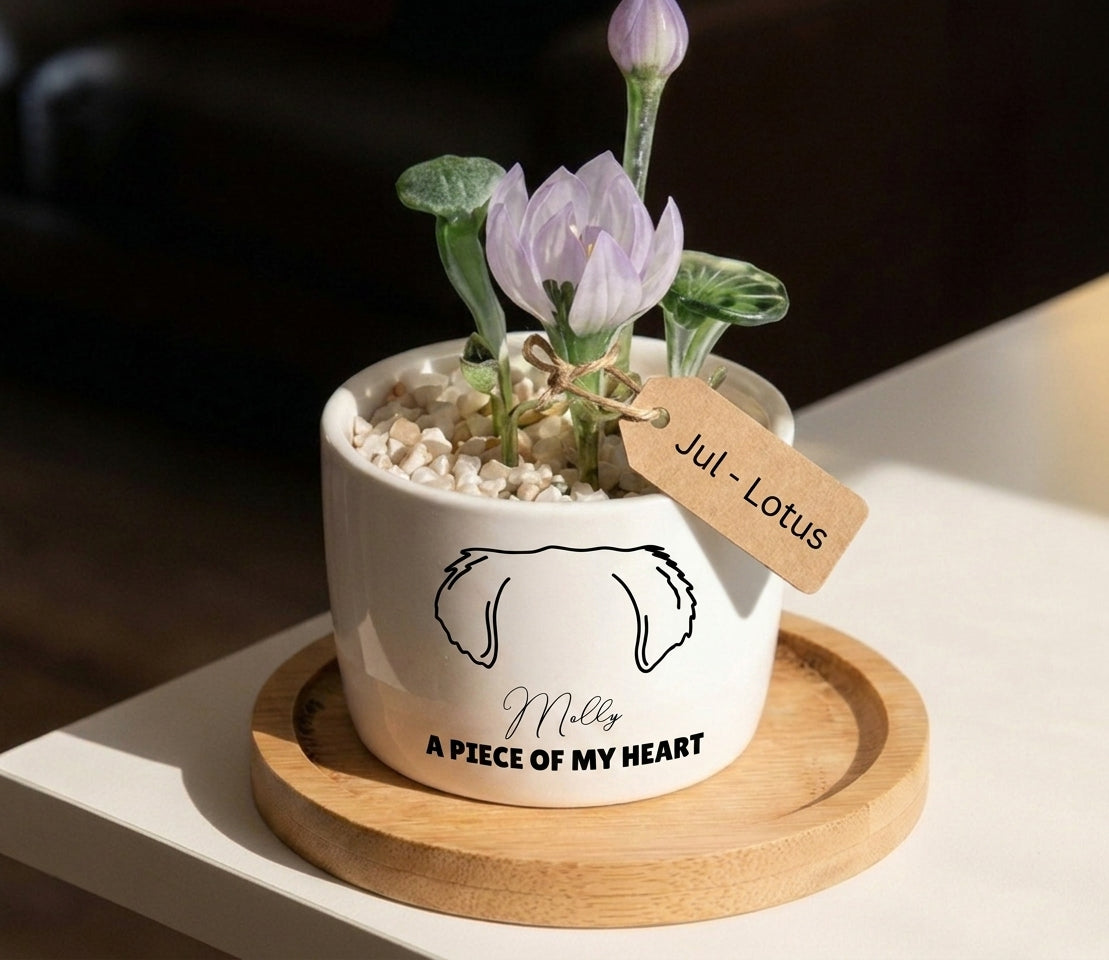 Personalized Dog Loss Sympathy, "A Piece Of My Heart" Pot Planter By Month, Gift For Dog Lovers