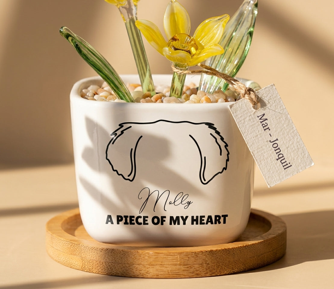 Personalized Dog Loss Sympathy, "A Piece Of My Heart" Pot Planter By Month, Gift For Dog Lovers
