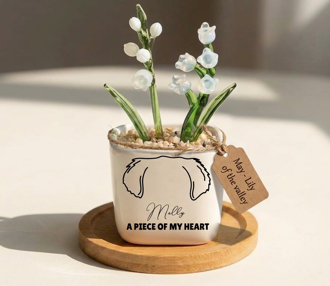 Personalized Dog Loss Sympathy, "A Piece Of My Heart" Pot Planter By Month, Gift For Dog Lovers