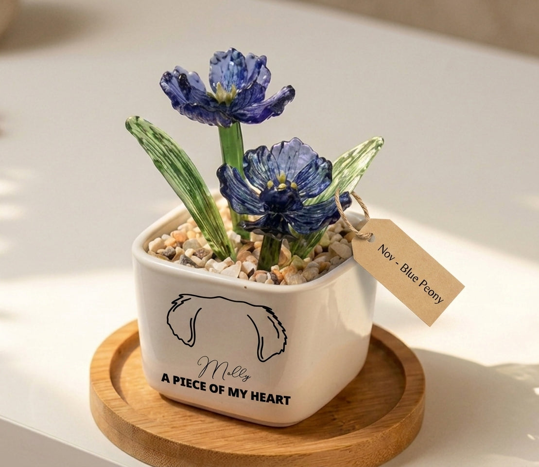 Personalized Dog Loss Sympathy, "A Piece Of My Heart" Pot Planter By Month, Gift For Dog Lovers