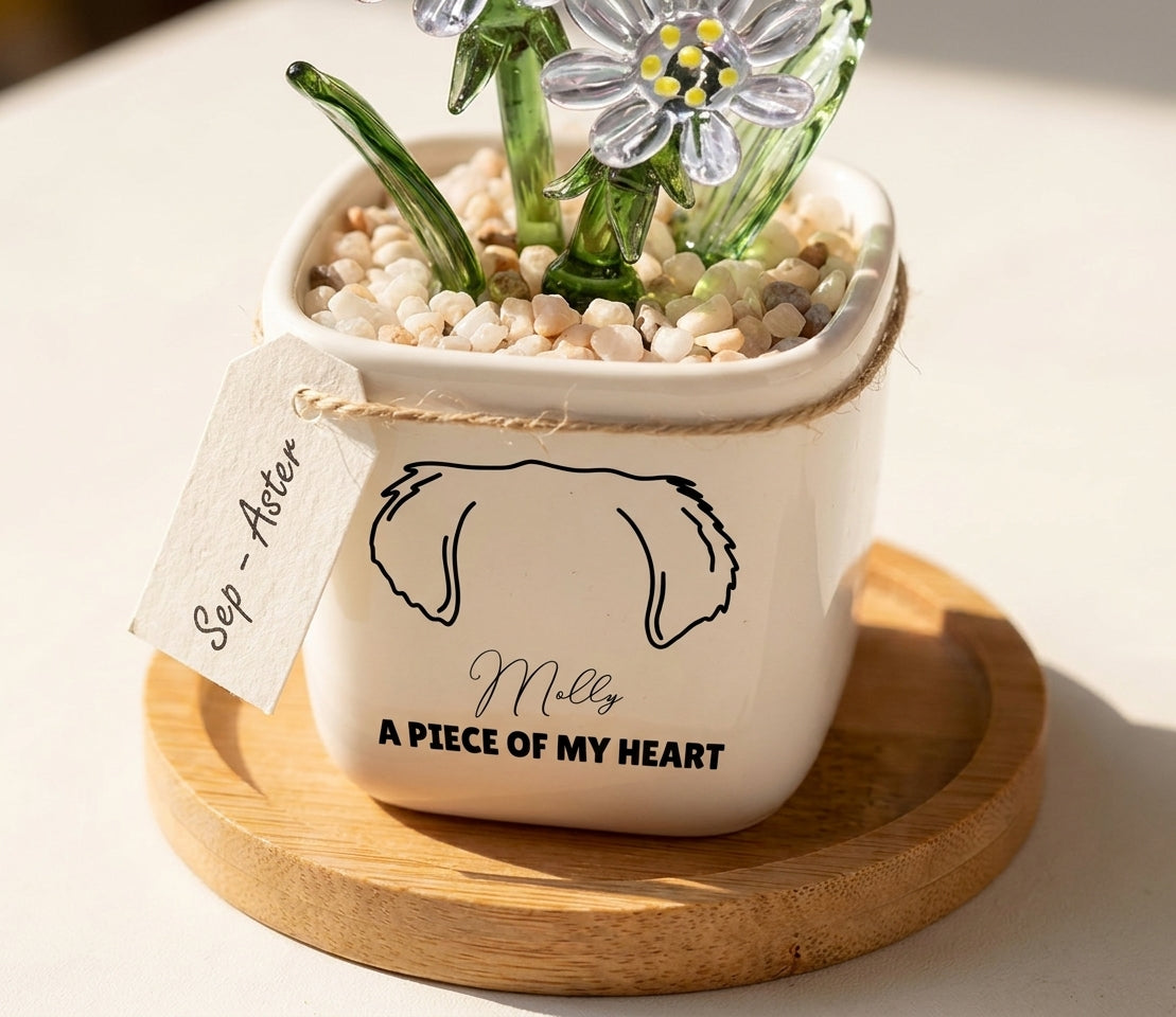 Personalized Dog Loss Sympathy, "A Piece Of My Heart" Pot Planter By Month, Gift For Dog Lovers