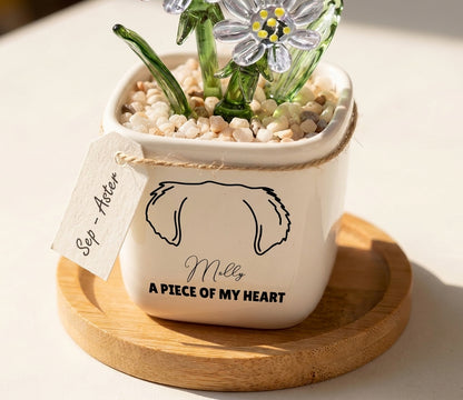 Personalized Dog Loss Sympathy, "A Piece Of My Heart" Pot Planter By Month, Gift For Dog Lovers