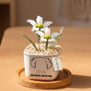 Personalized Dog Loss Gifts, "An Angel With Fur" Planter, Pet Memorial, Custom Design & Birth Month Flower