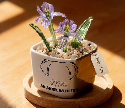 Personalized Dog Loss Gifts, "An Angel With Fur" Planter, Pet Memorial, Custom Design & Birth Month Flower