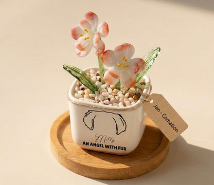 Personalized Dog Loss Gifts, "An Angel With Fur" Planter, Pet Memorial, Custom Design & Birth Month Flower