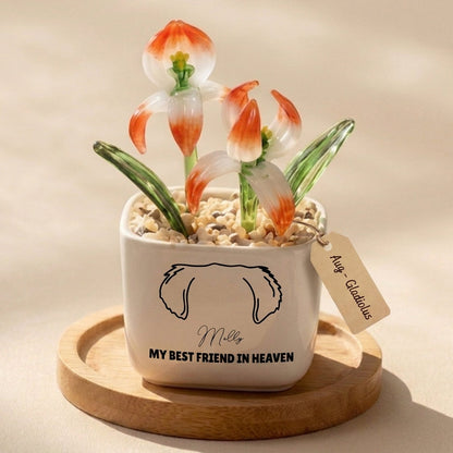 Personalized Dog Loss Gifts, "Best Friend In Heaven" Planter, Pet Memorial, Custom Design & Birth Month Flower