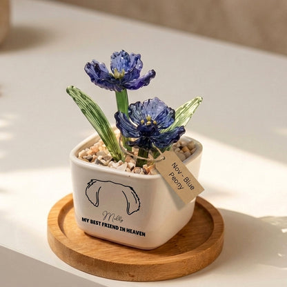 Personalized Dog Loss Gifts, "Best Friend In Heaven" Planter, Pet Memorial, Custom Design & Birth Month Flower
