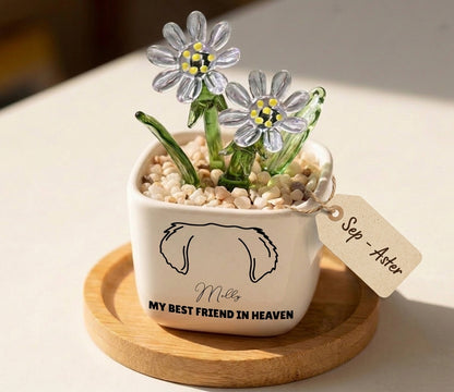 Personalized Dog Loss Gifts, "Best Friend In Heaven" Planter, Pet Memorial, Custom Design & Birth Month Flower