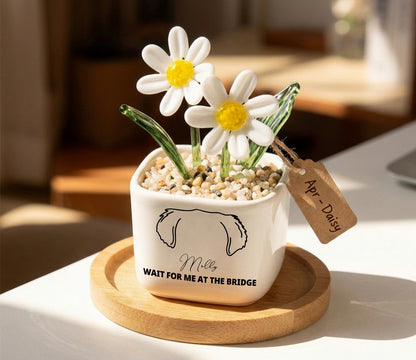 Personalized Dog Loss Gifts, "In Heaven" Planter, Pet Memorial, Custom Design & Birth Month Flower