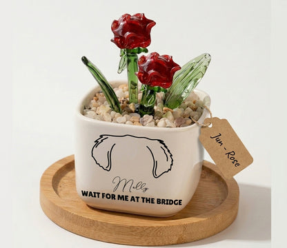 Personalized Dog Loss Gifts, "In Heaven" Planter, Pet Memorial, Custom Design & Birth Month Flower