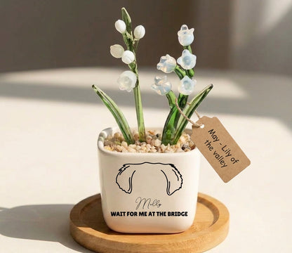 Personalized Dog Loss Gifts, "In Heaven" Planter, Pet Memorial, Custom Design & Birth Month Flower