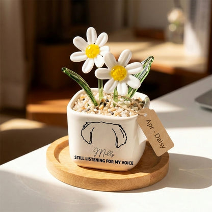 Personalized Dog Loss Gifts, "Still Listening" Planter, Pet Memorial, Custom Design & Birth Month Flower