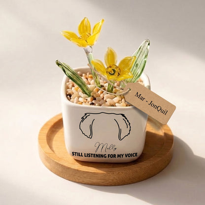 Personalized Dog Loss Gifts, "Still Listening" Planter, Pet Memorial, Custom Design & Birth Month Flower
