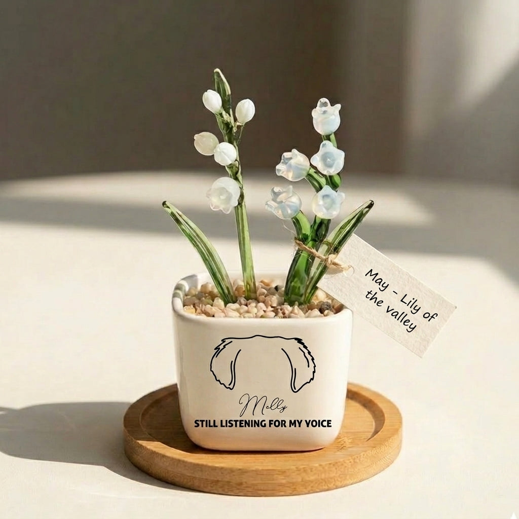 Personalized Dog Loss Gifts, "Still Listening" Planter, Pet Memorial, Custom Design & Birth Month Flower