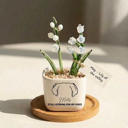 Personalized Dog Loss Gifts, "Still Listening" Planter, Pet Memorial, Custom Design & Birth Month Flower
