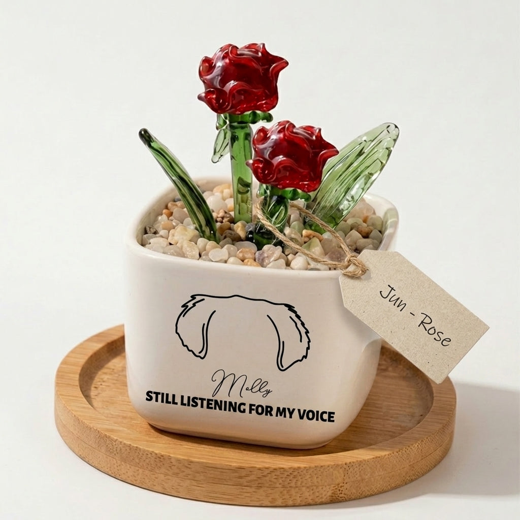 Personalized Dog Loss Gifts, "Still Listening" Planter, Pet Memorial, Custom Design & Birth Month Flower